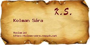 Kolman Sára névjegykártya